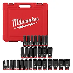 29PC SHOCKWAVE Impact Duty(TM) 1/2" Drive SAE & Metric Deep 6 Point Socket Set