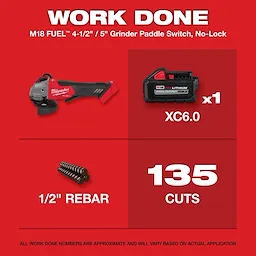 M18 FUEL 18V Lithium-Ion Brushless Cordless 4-1/2 in./5 in. Grinder w/Paddle Switch (Tool-Only)