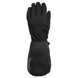 A black insulated glove with a zippered pocket on the back and "Milwaukee" branding on the cuff.