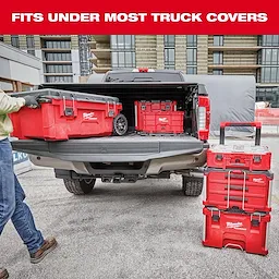 App%20Shot%20Feature image of multiple red tool storage boxes in and around the open back of a truck with text above: "Fits Under Most Truck Covers."