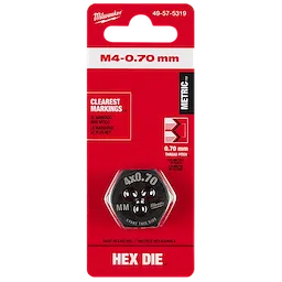 M4-0.70 mm 1-Inch Hex Die in its packaging