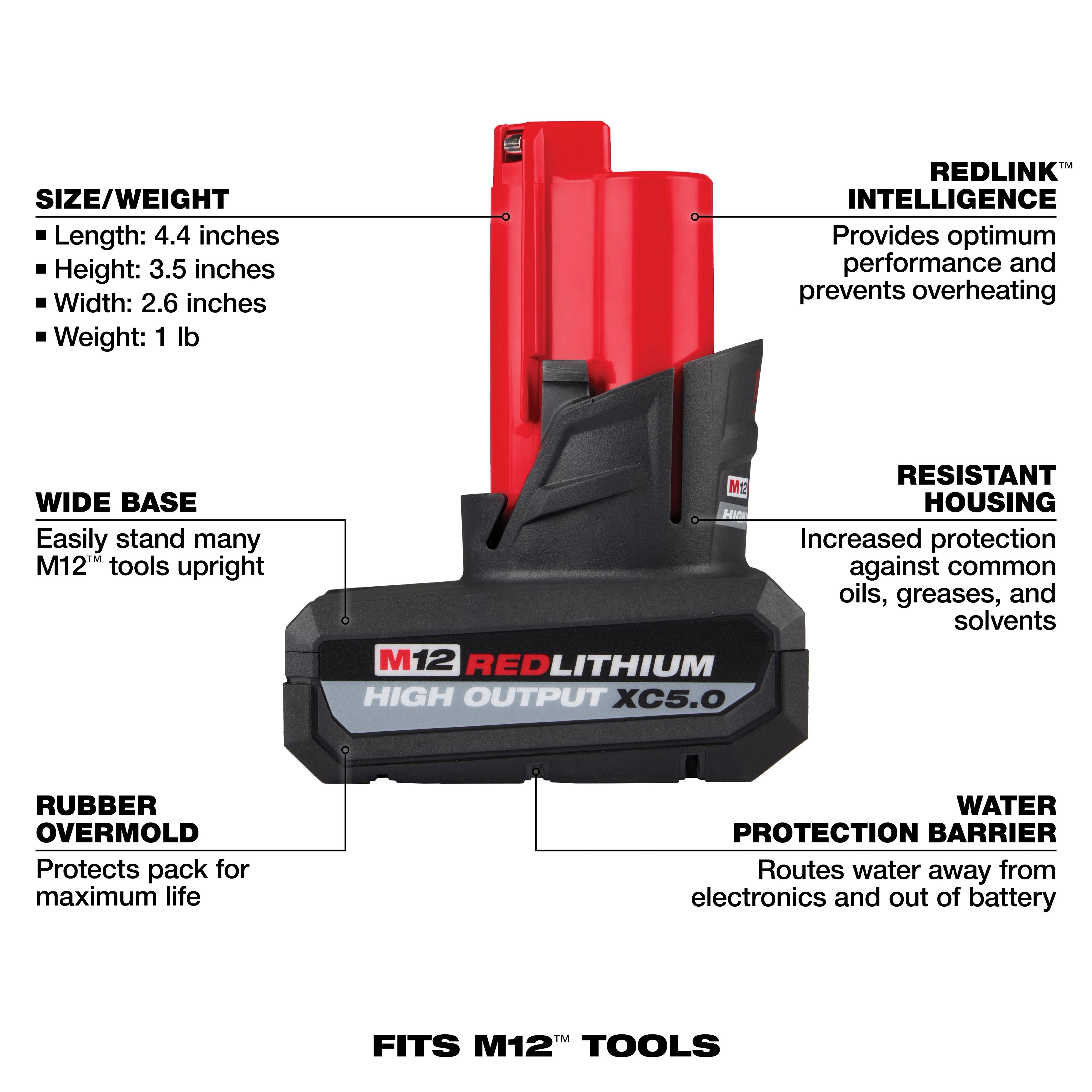 M12™ REDLITHIUM™ HIGH OUTPUT™ XC5.0 Battery Pack