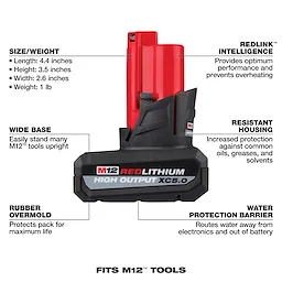 M12™ REDLITHIUM™ HIGH OUTPUT™ XC5.0 Battery Pack