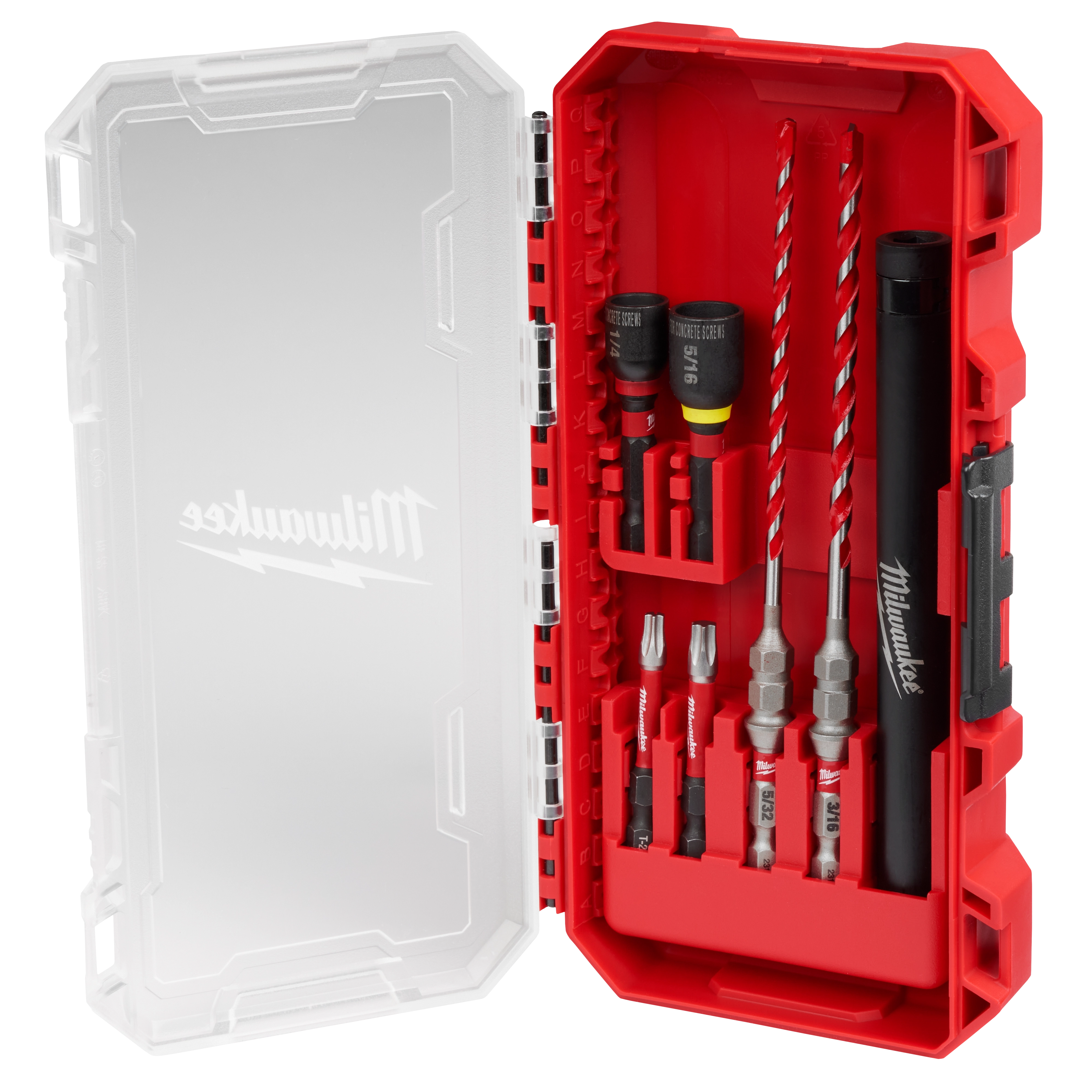 7 Piece Hammer Drill Bit Conrete Screw Installation Kit with PACKOUT Compatible Case