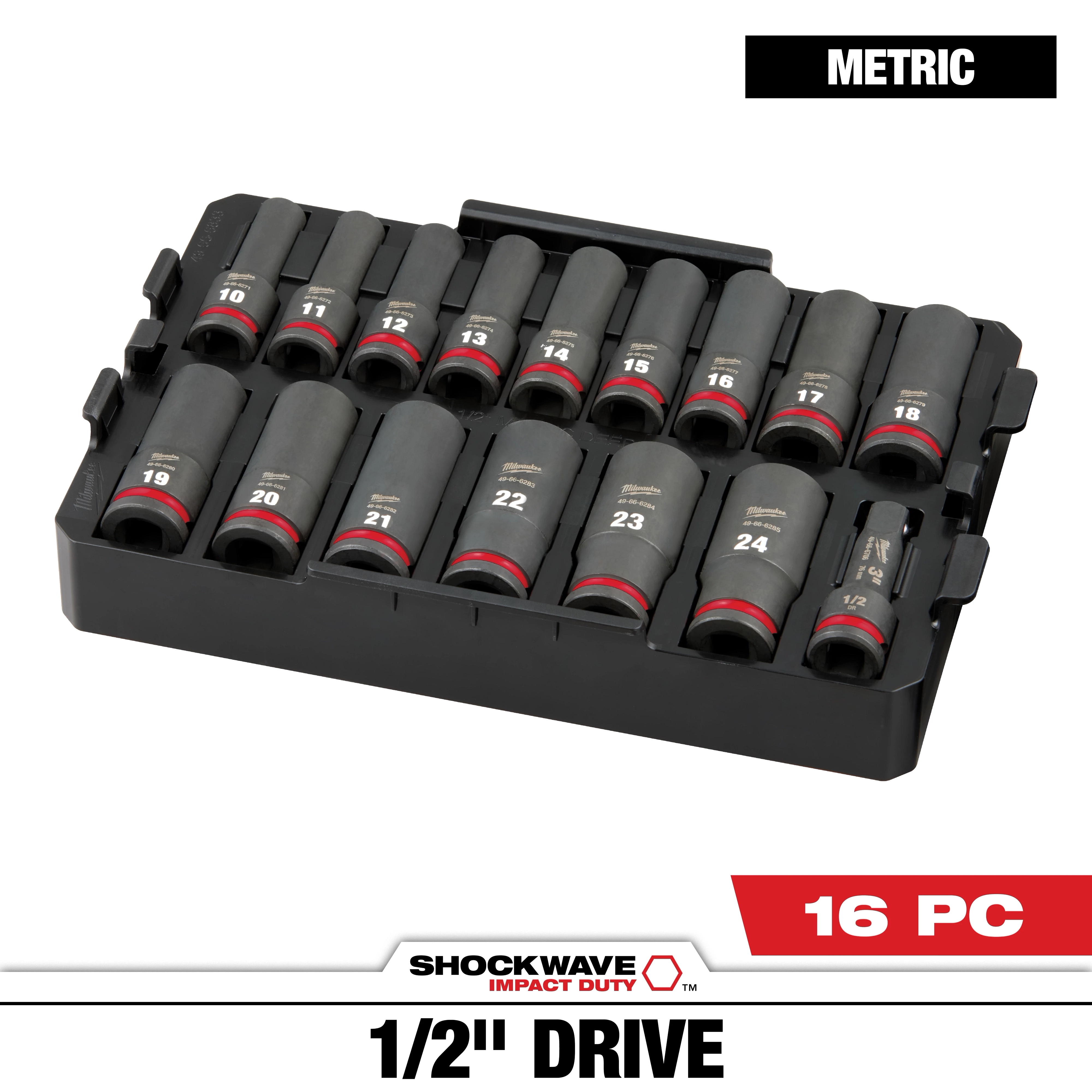 SHOCKWAVE Impact Duty 1/2 in. Drive Metric Deep Well Impact Socket Set  16 Piece