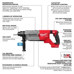 M18 FUEL™ 1-1/4" SDS Plus D-Handle Rotary Hammer w/ ONE-KEY™
