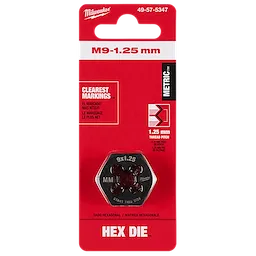 M9-1.25 mm 1-Inch Hex Threading Die in its packaging