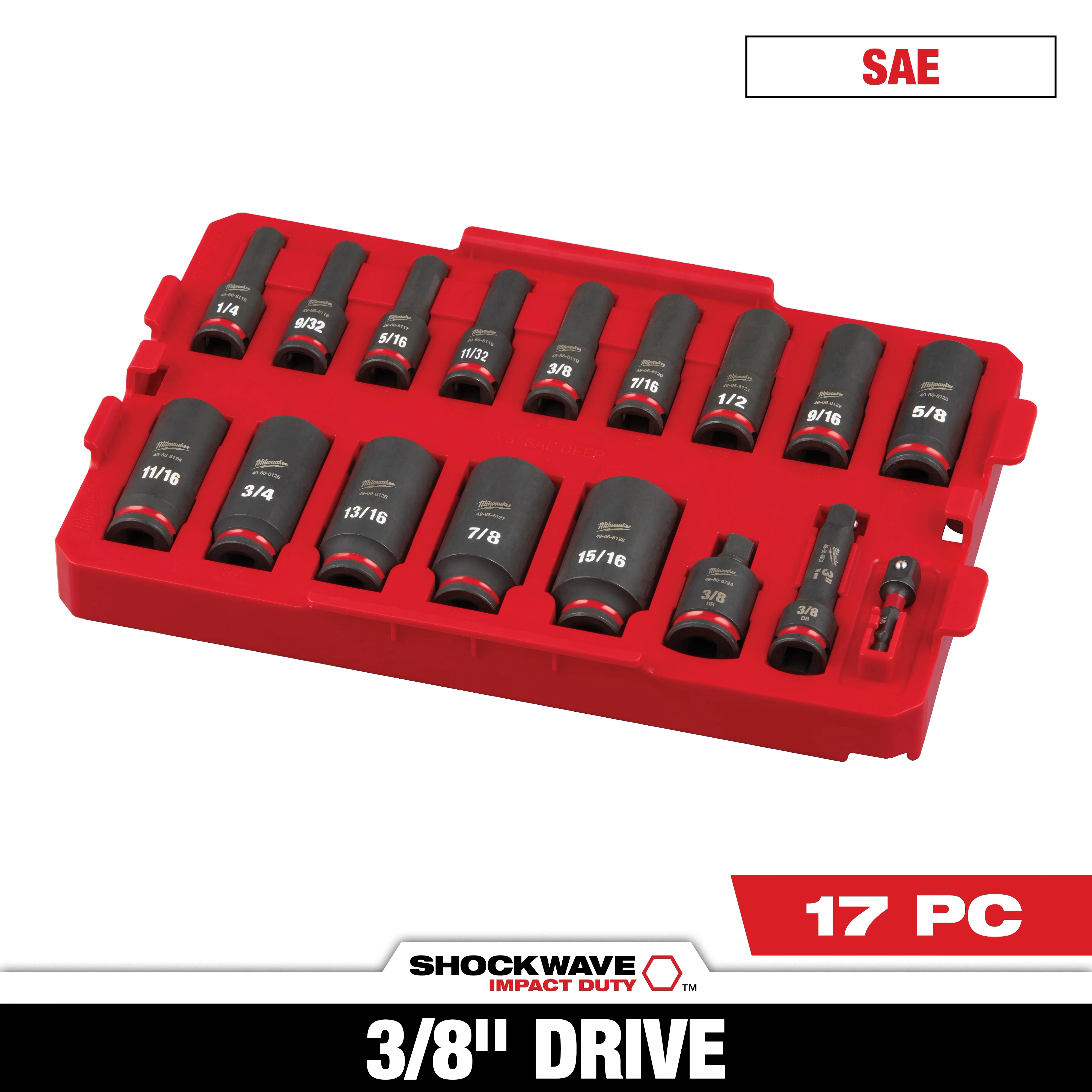 SHOCKWAVE Impact Duty 3/8 in. Drive SAE Deep Well Impact Socket Set  17 Piece