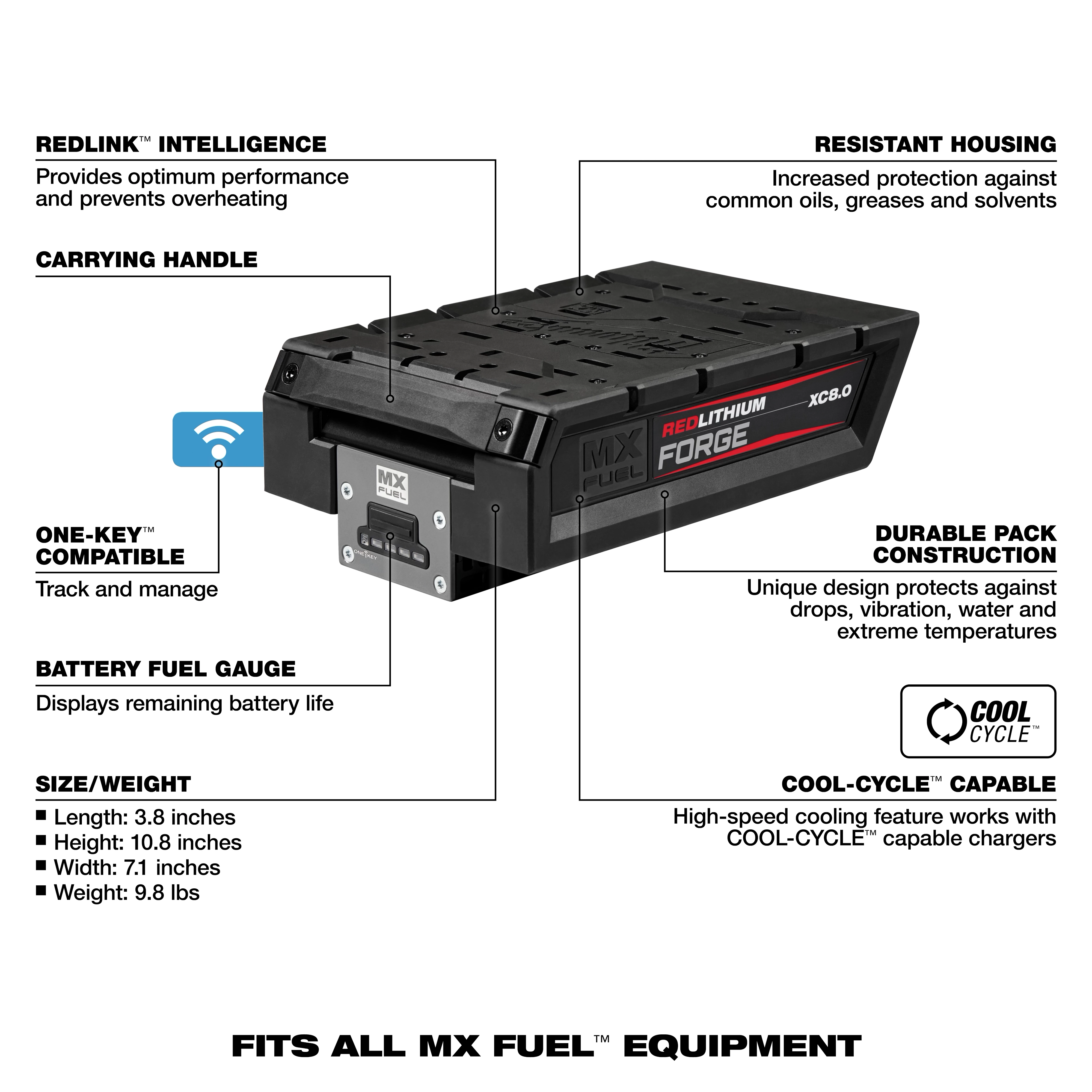 MX FUEL™ REDLITHIUM™ FORGE™ XC8.0 BATTERY PACK