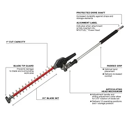 M18 FUEL™ QUIK-LOK™ Articulating Hedge Trimmer Attachment