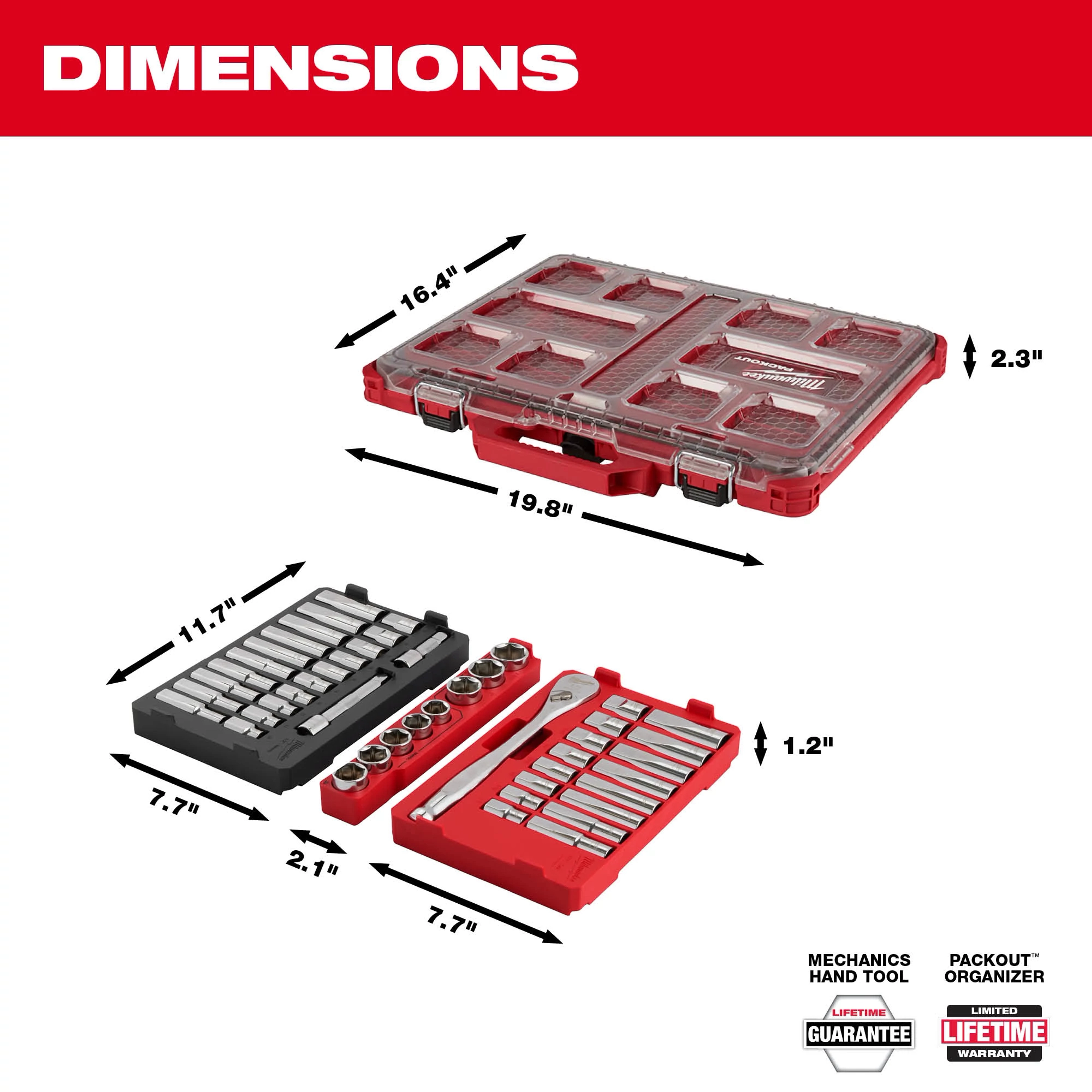 47pc 1/2" Drive Ratchet & Socket Set with PACKOUT™ Low-Profile Organizer