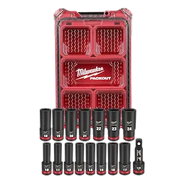 SHOCKWAVE Impact Duty  1/2  Drive Metric Deep Well PACKOUT Socket Set  16 Piece