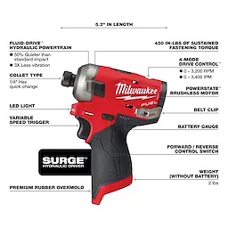 M12 FUEL™ SURGE™ 1/4" Hex Hydraulic Driver