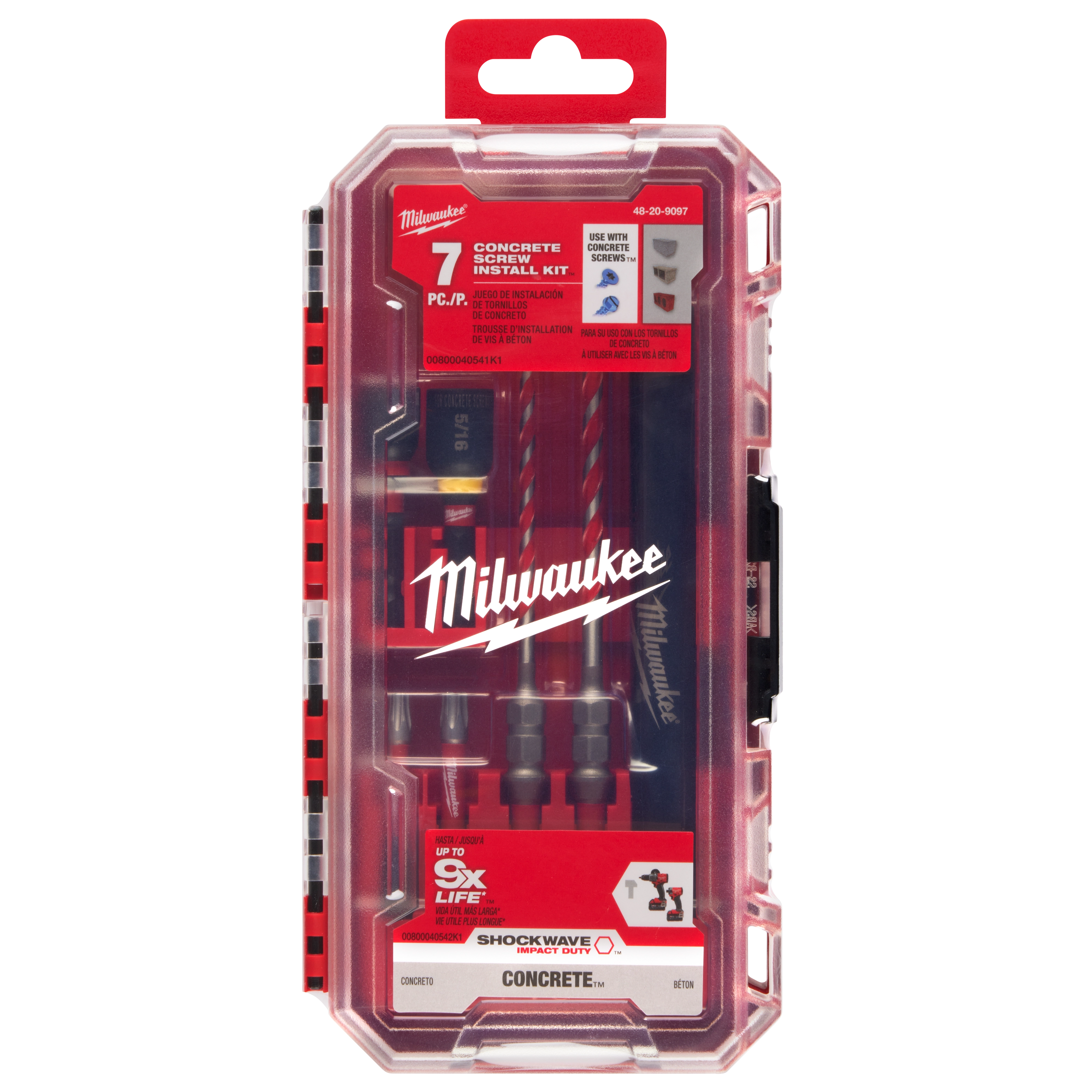 7 Piece Hammer Drill Bit Conrete Screw Installation Kit with PACKOUT Compatible Case in its packaging