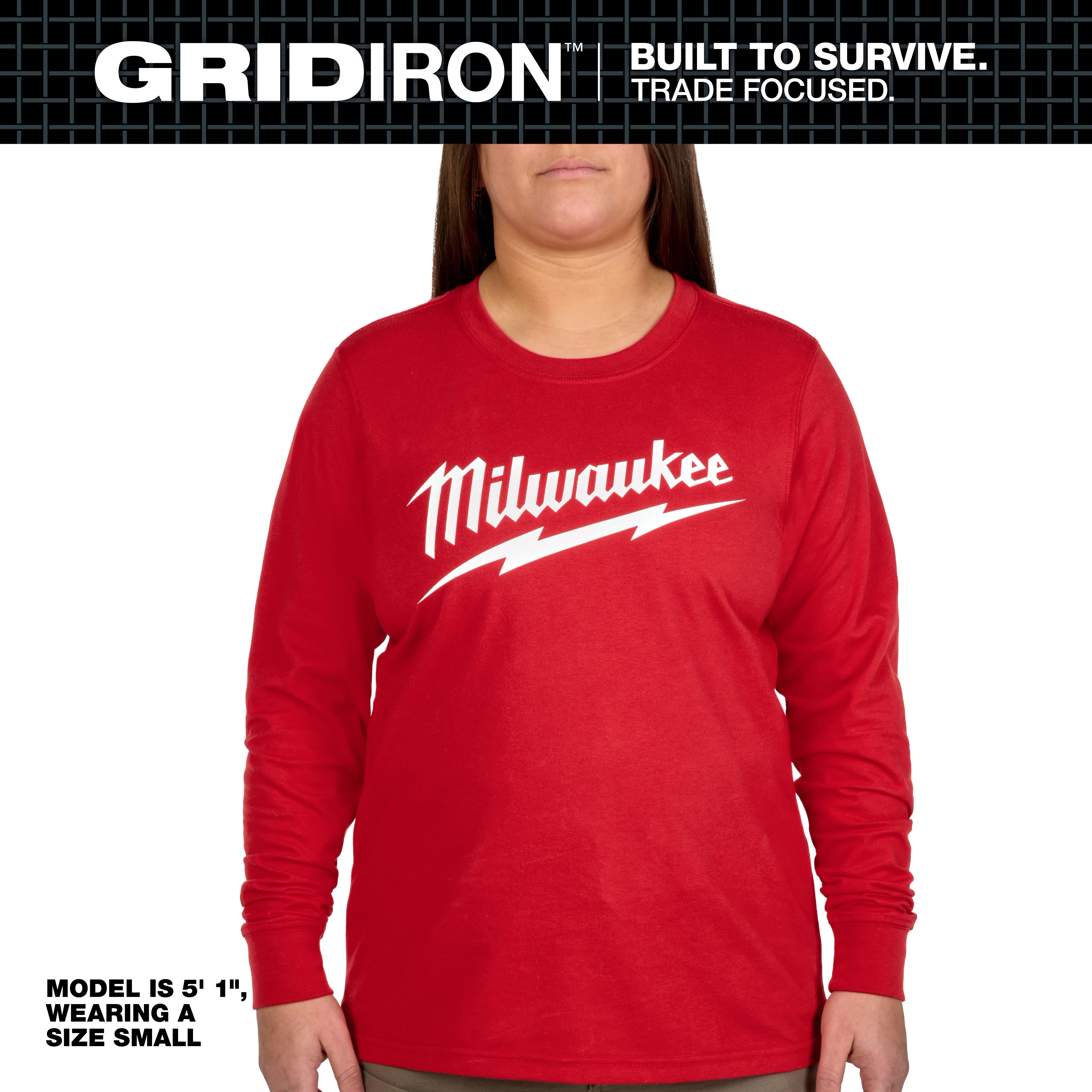 Women's GRIDIRON™ Logo Tee - Long Sleeve Red