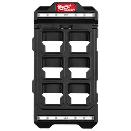 Milwaukee PACKOUT Compact Wall Plate, a black rectangular mounting plate with six slots for modular storage system components.