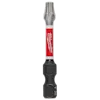 This image shows a SHOCKWAVE™ 2" Impact Duty TORX® T25 Power Bit. The bit has a red and silver shaft with the brand name Milwaukee on it, and a T25 tip designed for impact-duty performance.
