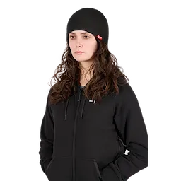 Image of a woman wearing the Milwaukee Fleece-Lined Beanie in black