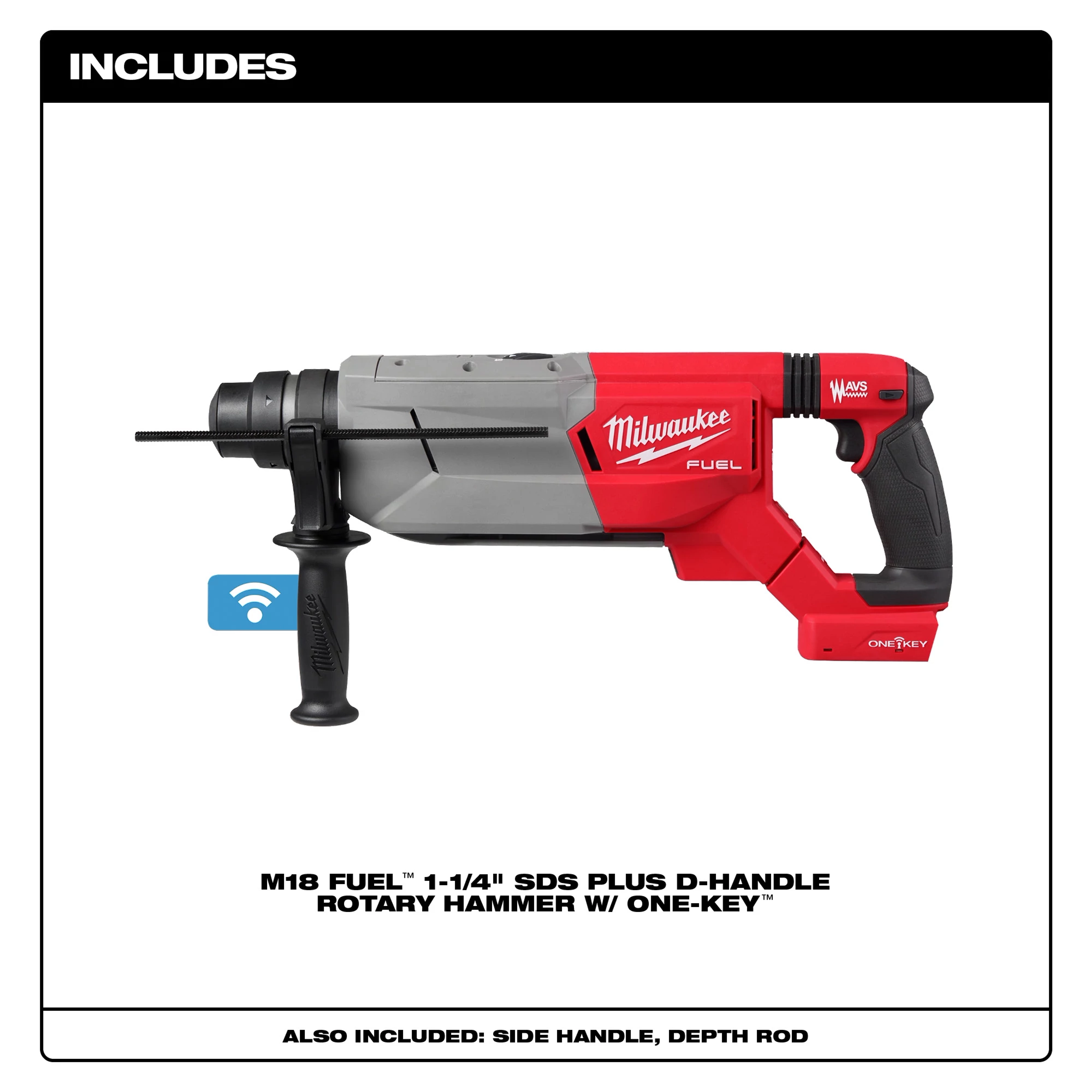 M18 FUEL™ 1-1/4" SDS Plus D-Handle Rotary Hammer w/ ONE-KEY™ Includes