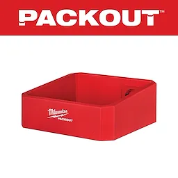 Red PACKOUT Compact Shelf by Milwaukee with a rectangular shape and open top, designed for organizing tools and accessories.