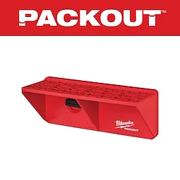 Red PACKOUT Screwdriver Rack with a mounting slot, designed to hold multiple screwdrivers, featuring a textured surface.