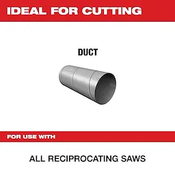 Ductwork SAWZALL Blade (5 PK) is ideal for cutting ducts. Suitable for all reciprocating saws. Background text highlights usage.