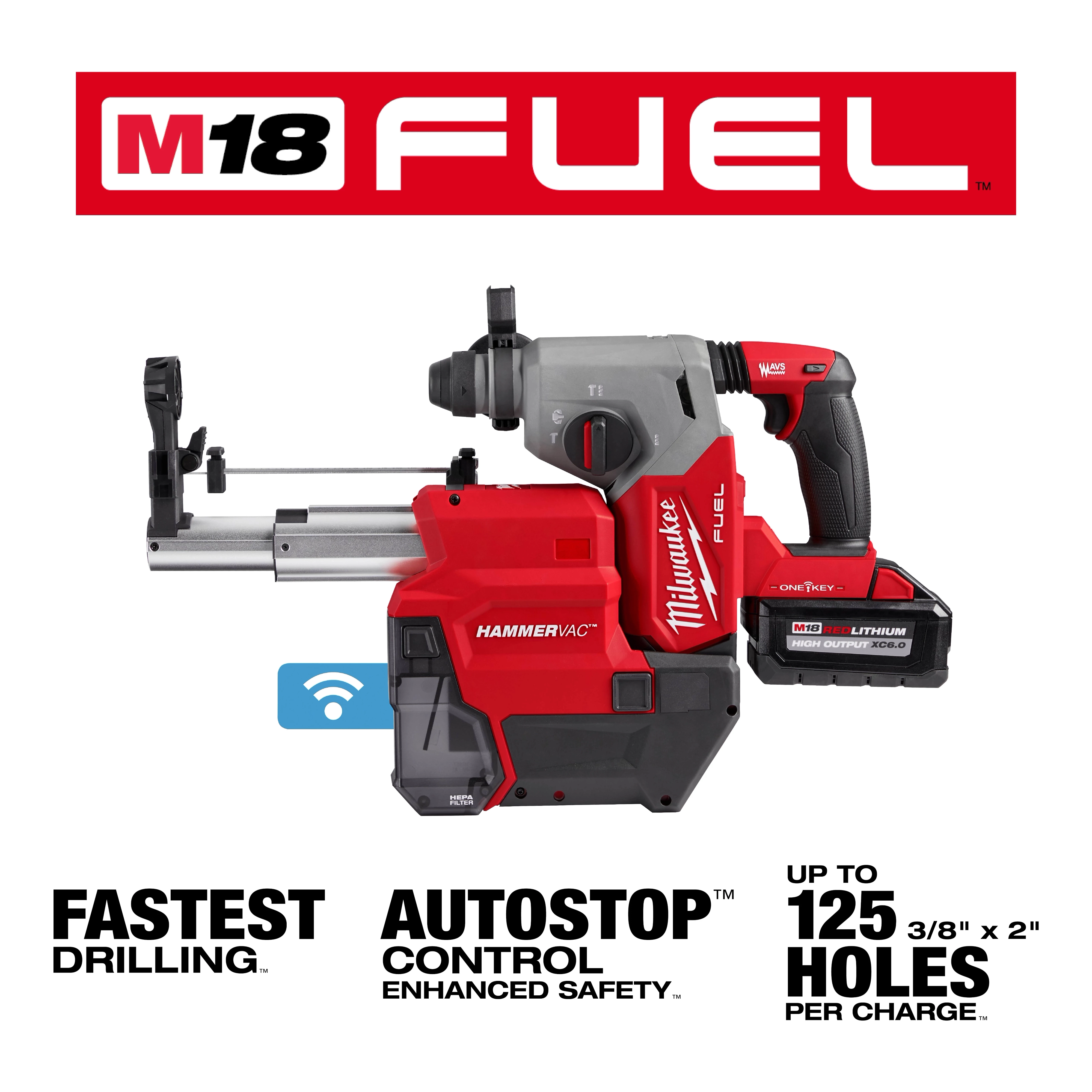 M18 FUEL™ 1" SDS Plus Rotary Hammer w/ ONE-KEY™ Dust Extractor Kit FUEL USP