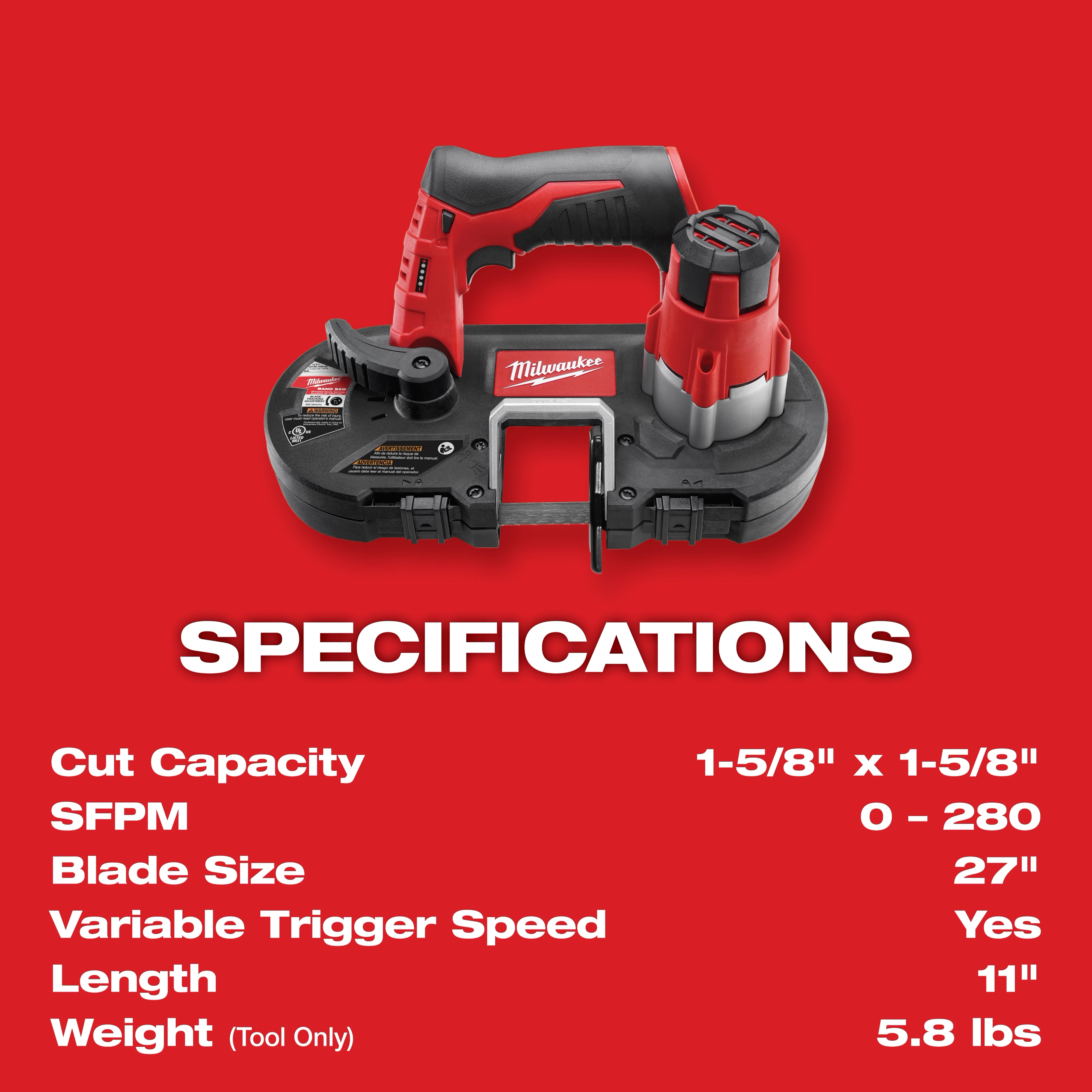 M12 Sub-Compact Band Saw Specifications