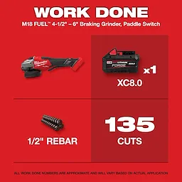 M18 FUEL 18-Volt Lithium-Ion Brushless Cordless 4-1/2 in./6 in. Braking Grinder with Paddle Switch (Tool-Only)