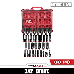 SHOCKWAVE Impact Duty 3/8 in. Drive Metric and SAE Deep Well Impact PACKOUT Socket Set  36 Piece