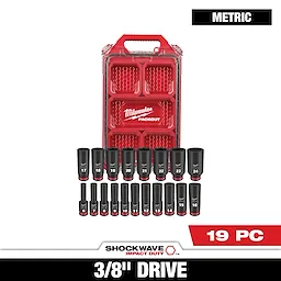 SHOCKWAVE Impact Duty 3/8 in. Drive Metric Deep Well Impact PACKOUT Socket Set  19 Piece