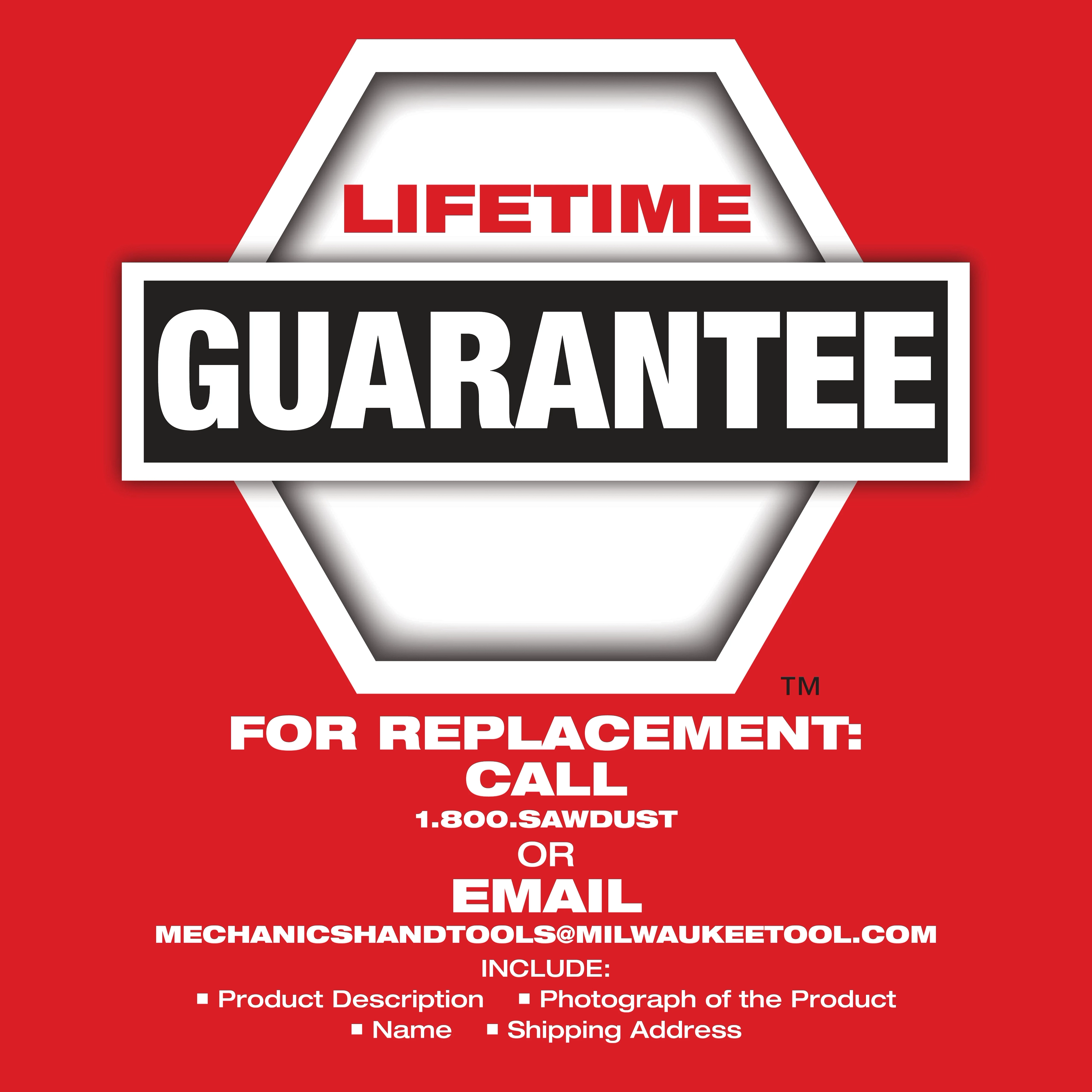 Lifetime Guarantee with replacement instructions