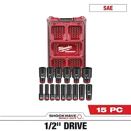 SHOCKWAVE Impact Duty 1/2 in. Drive SAE Deep Well Impact PACKOUT Socket Set  15 Piece