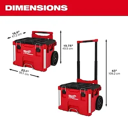 Image of the PACKOUT Rolling Tool Box with Low Profile Handle dimensions